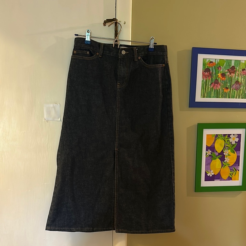 GAP Black Denim Midi Skirt